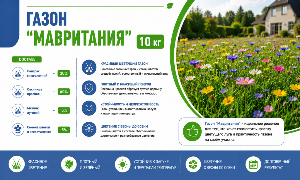 Газон Мавритания 10 кг Газон Мавритания 10 кг