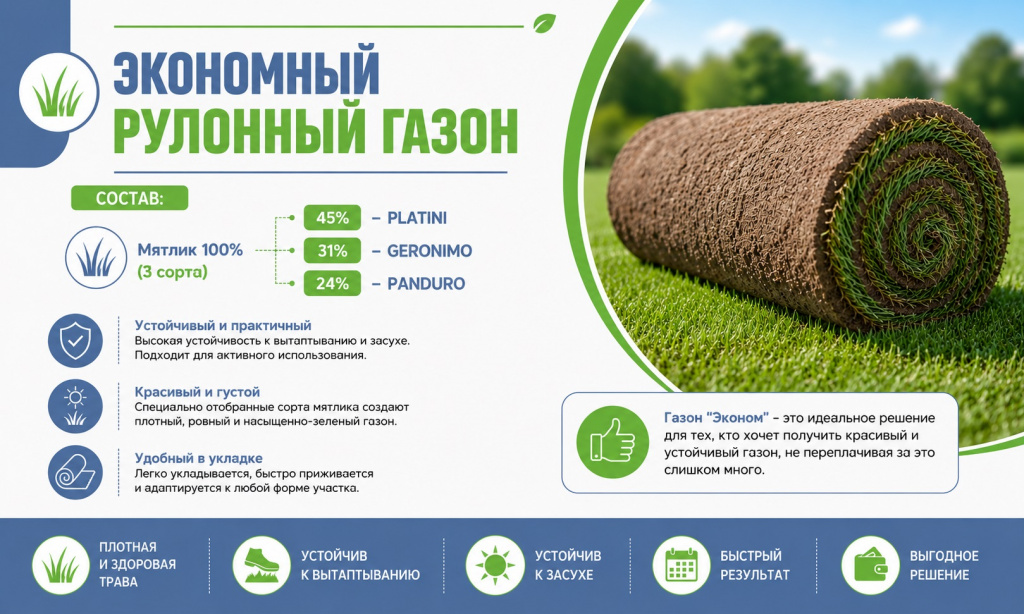Экономный рулонный газон Экономный рулонный газон