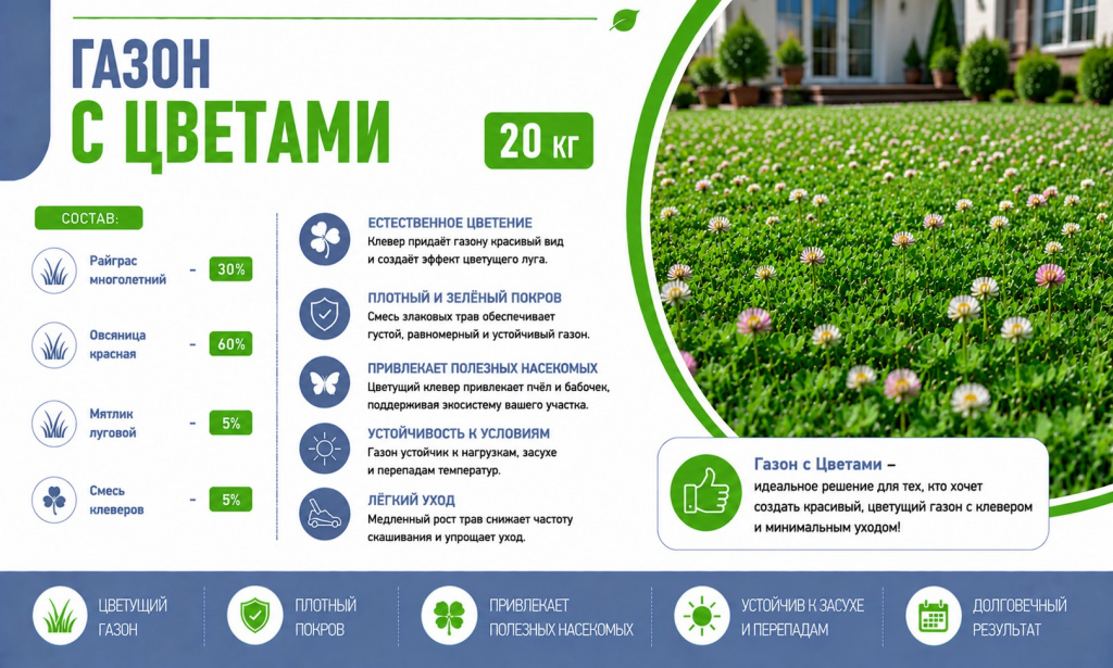 газон с Цветами 20 кг